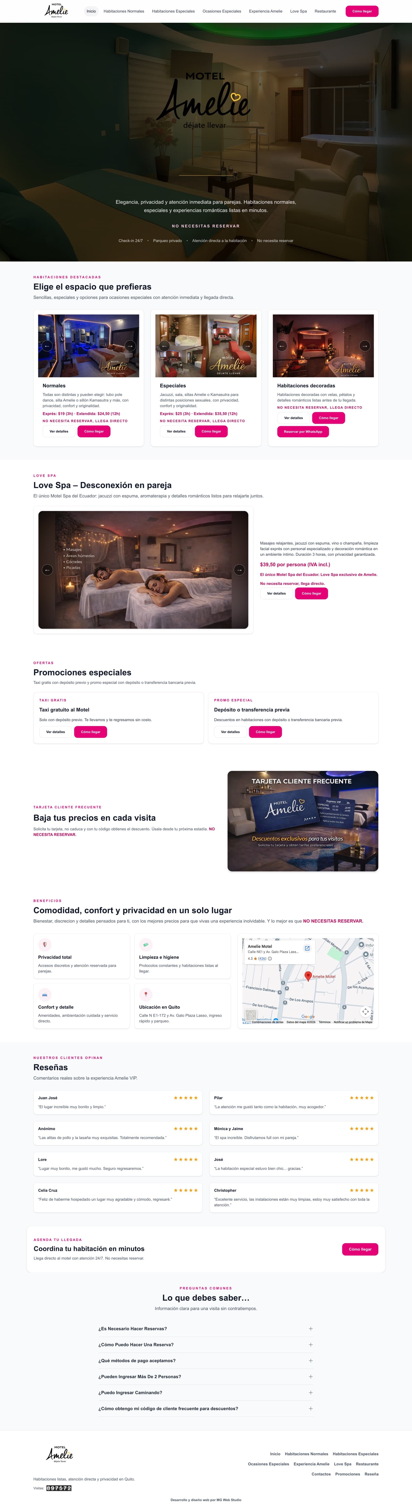 Web real de Amelie EC diseñada por MG Web Studio