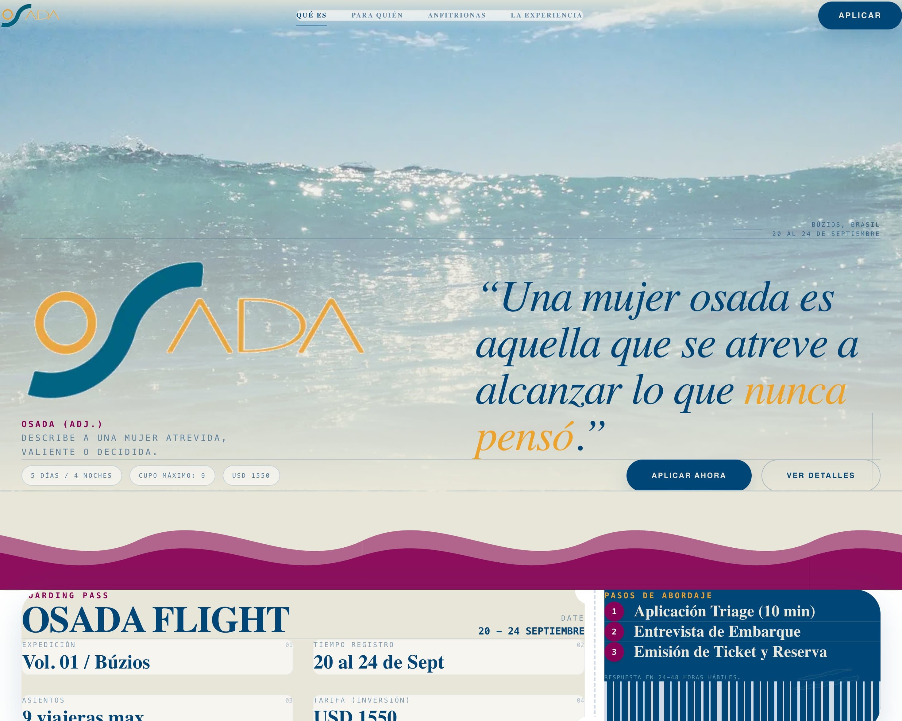 Una landing que vende experiencia, no destinos