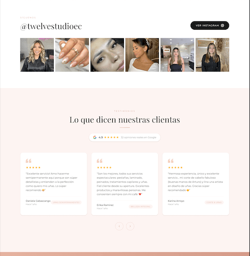 Instagram + Reseñas Google integradas